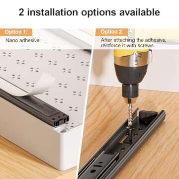 Delamu 3 Pack Pull Out Cabinet Organizer, 15.7"Deep Pull Out Drawers for Cabinets, Slide Out Drawers for Kitchen Cabinets, Bathroom Cabinet Organizer, Pantry (White)