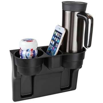 Home-X Seat Wedge Cup Holder, Perfect for Creating Extra Storage Space in Your Car, Black (2 Cup Holders)