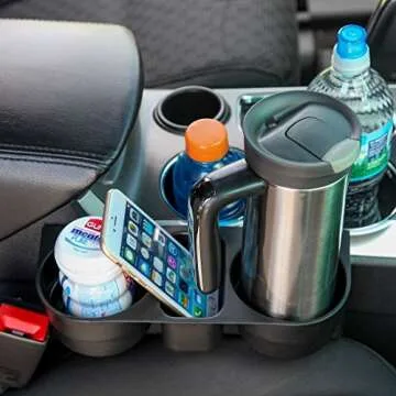 Home-X Seat Wedge Cup Holder, Perfect for Creating Extra Storage Space in Your Car, Black (2 Cup Holders)