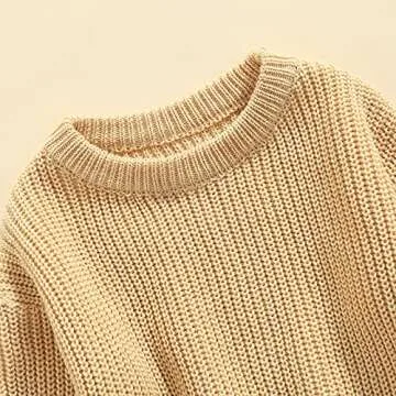 Infant Toddler Baby Girl Boy Knit Sweater Pullover Sweatshirt Warm Long Sleeve Shirt Tops Knitted Fall Winter Clothes (Beige, 3-4T)