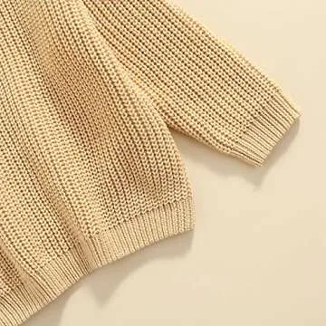 Infant Toddler Baby Girl Boy Knit Sweater Pullover Sweatshirt Warm Long Sleeve Shirt Tops Knitted Fall Winter Clothes (Beige, 3-4T)