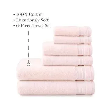 MARTHA STEWART 100% Cotton Bath Towels Set Of 6 Piece, 2 Bath Towels, 2 Hand Towels, 2 Washcloths, Q...