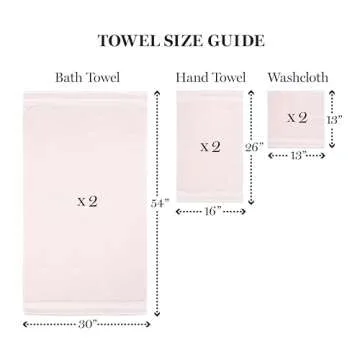 Martha Stewart 100% Cotton Bath Towels Set of 6, Blush Pink