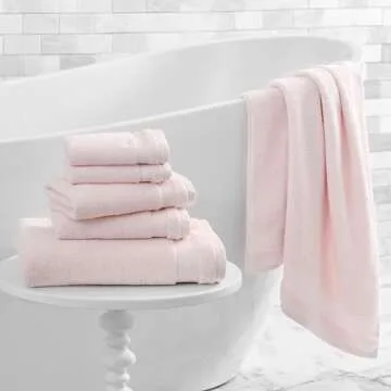 Martha Stewart 100% Cotton Bath Towels Set of 6, Blush Pink