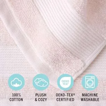 Martha Stewart 100% Cotton Bath Towels Set of 6, Blush Pink
