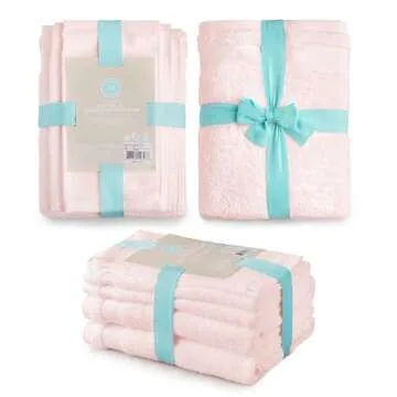 Martha Stewart 100% Cotton Bath Towels Set of 6, Blush Pink