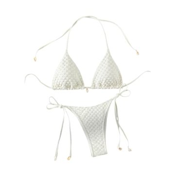 SHENHE Women's Trendy Halter Swimsuit with Tie Side Design