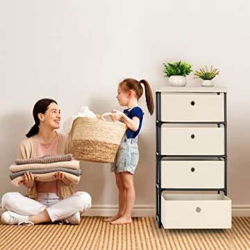 HAITRAL Fabric Storage Chest, Drawer Clothes Organizer - 4 Drawers Storage Organizer Unit for Closet...