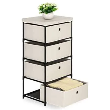 HAITRAL Fabric Storage Chest, Drawer Clothes Organizer - 4 Drawers Storage Organizer Unit for Closet, Easy Assembly Closet Dresser for Dorm, Bedroom, Hallway, Storage Bins (White)