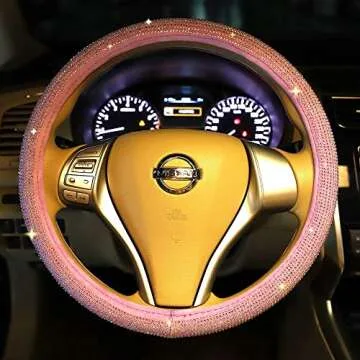 Carwales 15 Inch Bling Steering Wheel Cover for Girls
