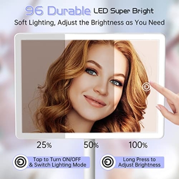 FUNTOUCH Large Lighted Makeup Mirror with Phone Holder