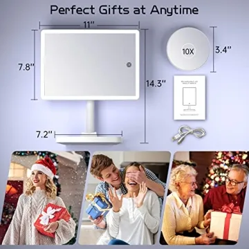 FUNTOUCH Large Lighted Makeup Mirror with Phone Holder