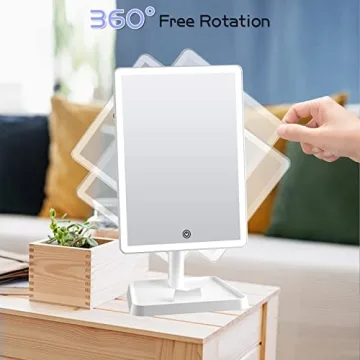 FUNTOUCH Large Lighted Makeup Mirror with Phone Holder