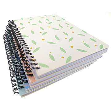 4 Pack A5 Spiral Notebook Journal,Wirebound Ruled Sketch Book Notepad Diary Memo Planner,A5 Size(8.3X5.7) & 80 Sheets (Little Flower)
