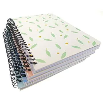 4 Pack A5 Spiral Notebook Journal,Wirebound Ruled Sketch Book Notepad Diary Memo Planner,A5 Size(8.3X5.7) & 80 Sheets (Little Flower)