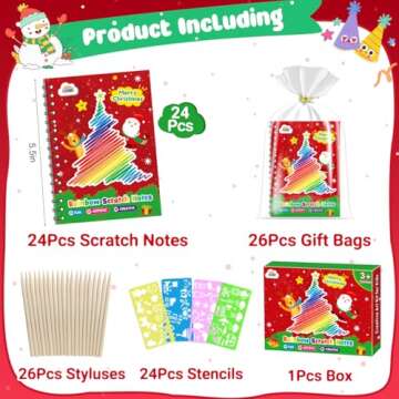 ZMLM Christmas Gifts Toys For Kids: 24 Pack Rainbow Scratch Art Notebook Bulk Scratch Art Party Favo...
