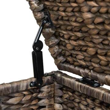 eHemco Heavy-duty Water Hyacinth Wicker Storage Trunk with Metal Frame, 30 by 17.5 by 17.5 Inches, Light Brown Wash