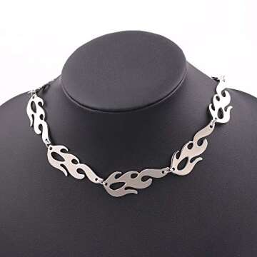 Punk Flame Necklace for Men - Edgy Hip Hop Style