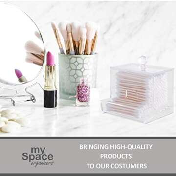 Acrylic Qtip Holder for Qtip Brand Cotton Swab Holder, Qtip Dispenser, Modern Bathroom Decor Organizer for Countertop Vanity Storage (Clear)