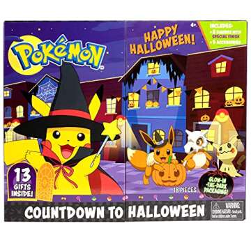 Pokemon 2021 Halloween Advent Countdown Calendar for Kids - 13 Pieces - 10 Toy Figures & 3 Accessori...
