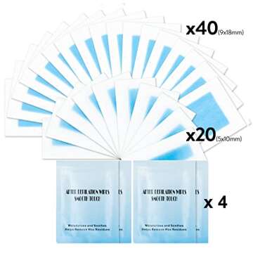 Gleebee Waxing Strips for Hair Removal including 40 Body trips and 20 Facial Strips for Face, Arms, ...