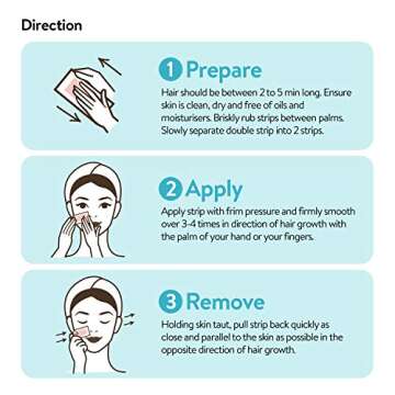 Gleebee Waxing Strips for Hair Removal including 40 Body trips and 20 Facial Strips for Face, Arms, Legs, Underarms and Bikini, 60 counts