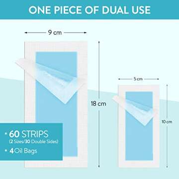 Gleebee Waxing Strips for Hair Removal including 40 Body trips and 20 Facial Strips for Face, Arms, Legs, Underarms and Bikini, 60 counts