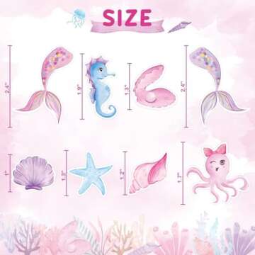 WERNNSAI 32PCS Mermaid Cupcake Toppers - Watercolor Mermaid Under the Sea Party Cake Decorations for...