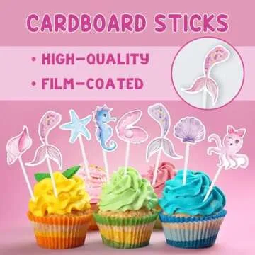 WERNNSAI 32PCS Mermaid Cupcake Toppers - Watercolor Mermaid Under the Sea Party Cake Decorations for Girls Kids Mermaid Cake Toppers Baby Shower Birthday Party Cupcake Supplies Mermaid Cake Decros