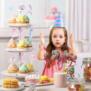 WERNNSAI 32PCS Mermaid Cupcake Toppers - Watercolor Mermaid Under the Sea Party Cake Decorations for Girls Kids Mermaid Cake Toppers Baby Shower Birthday Party Cupcake Supplies Mermaid Cake Decros