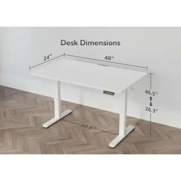 YDN Electric Standing Desk, Adjustable Height Desk 48x24 Inchs Stand up Desk, Sit Stand Home Office Desk with Splice Board, White Top