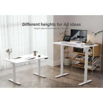 YDN Electric Standing Desk, Adjustable Height Desk 48x24 Inchs Stand up Desk, Sit Stand Home Office Desk with Splice Board, White Top