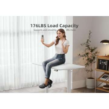 YDN Electric Standing Desk, Adjustable Height Desk 48x24 Inchs Stand up Desk, Sit Stand Home Office Desk with Splice Board, White Top