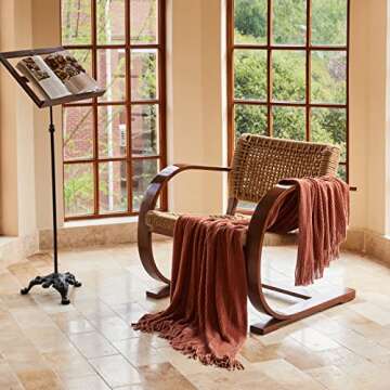 lifein Fall Throw Blanket for Couch-Soft Boho Bed Throw Blankets,Cozy Burnt Orange Chenille Knitted Throw,Small Autumn Lightweight Blanket&Throw for Fall,Woman,Chair,Sofa,Home Decor(Rust,50 * 60")