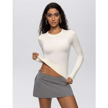 Enerful Women's Long Sleeve Slim Crop Tops for Casual Wear