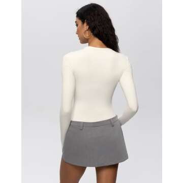 Enerful Women's Long Sleeve Slim Crop Tops for Casual Wear