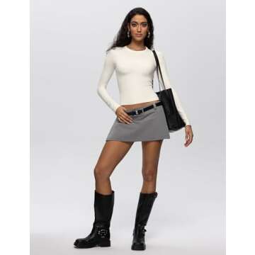 Enerful Women's Long Sleeve Slim Crop Tops for Casual Wear