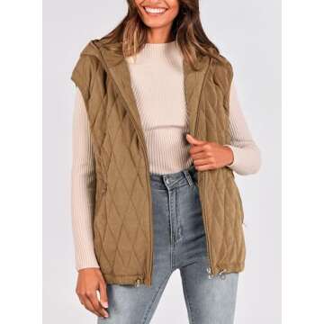 PRETTYGARDEN Women's 2025 Fall Spring Vest Casual Sleeveless Hooded Zip Up Jacket Trendy Winter Coat Outerwear (Camel,X-Large)