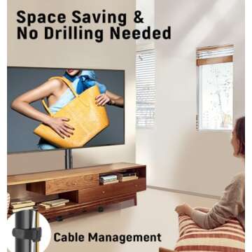 YOMT Mobile TV Cart Rolling TV Stand for 13-50 inch Screens, Tilting and Rotating Mount, Portrait to Landscape, Height Adjustable Portable TV Stand with Wheels Holds up to 44lbs Max VESA 200x200mm