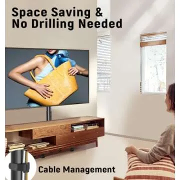 YOMT Mobile TV Cart Rolling TV Stand for 13-50 inch Screens, Tilting and Rotating Mount, Portrait to Landscape, Height Adjustable Portable TV Stand with Wheels Holds up to 44lbs Max VESA 200x200mm