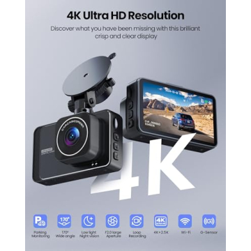 4K Dual Dash Cam with Night Vision & GPS Features