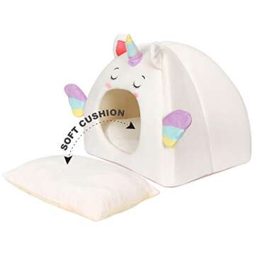All Fur You Unicorn Cat Cave Bed, Cat House for Indoor Cats Cubby Cat Hideaway Dome Bed Cat Tent Pod...