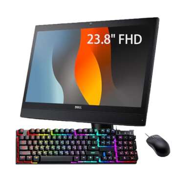 Renewed Dell Optiplex 7440 All-in-One Desktop, Core i5, 23.8" FHD, RGB Keyboard & Mouse