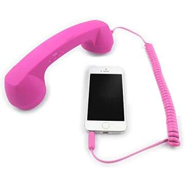 YTYKINOY Hot Pink Retro 3.5mm Handset for iPhone & Smartphones