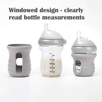 Haakaa Glass Baby Bottle Sleeve - Non Slip Silicone Bottle Cover for Wide Neck Bottles 4.2oz - 1pk