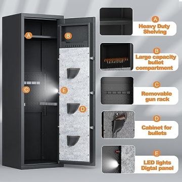 Durable Large Gun Safe Cabinet with Biometric Security