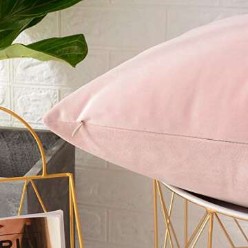 MERNETTE Pack of 2, Velvet Soft Decorative Square Throw Pillow Cover Cushion Covers Pillow case, Home Decor Decorations for Sofa Couch Bed Chair 18x18 Inch/45x45 cm (Light Pink)
