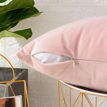 MERNETTE Pack of 2, Velvet Soft Decorative Square Throw Pillow Cover Cushion Covers Pillow case, Home Decor Decorations for Sofa Couch Bed Chair 18x18 Inch/45x45 cm (Light Pink)