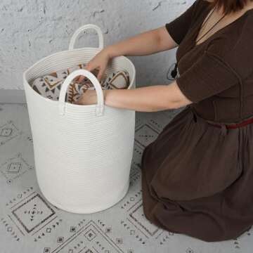 XUANGUO Cotton Rope Laundry Basket for Home Storage