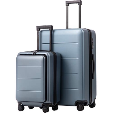 COOLIFE 2-Piece Luggage Set: Durable ABS+PC Spinner Trolley with Secure TSA Lock